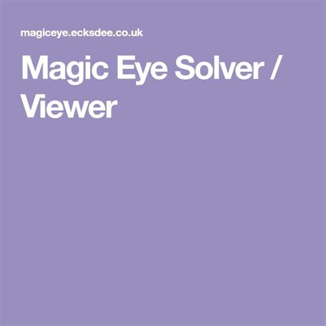 magic eye solver viewer|create your own magic eye.